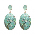 Enamel bird flower earring